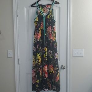 Black floral maxi dress NWT